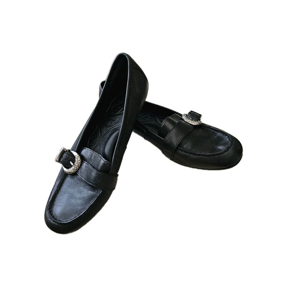 Born 75003, Women Size US‎ 8 / EUR 39, Black Leather Flat Loafer, Pre-Owned